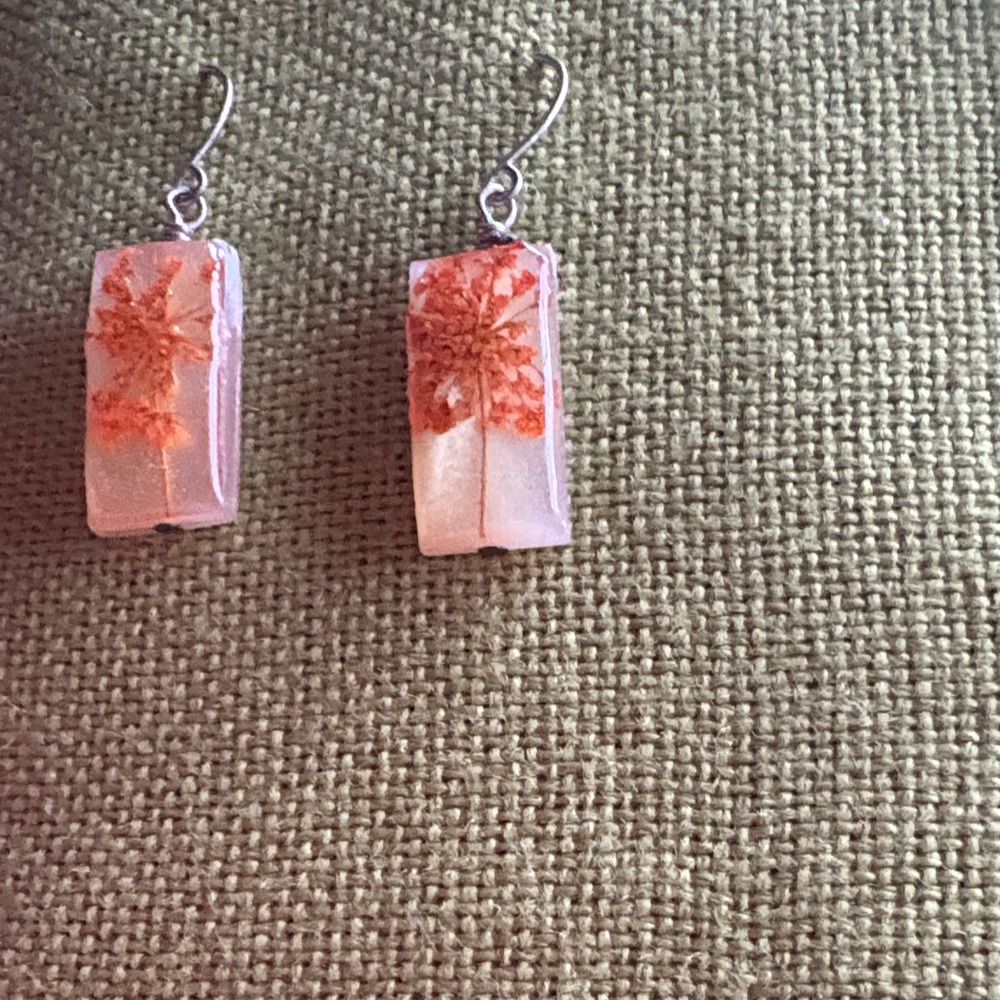 Chic Orange Botanical Rectangular Earrings - image 4